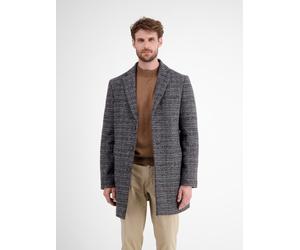 Wollmantel LERROS "Herren-Mantel, kariert", Herren, Gr. 52, grau (classic navy), 65% Polyester, 30% Wolle, 5% sonstige Fasern, Mäntel (93359858-52) classic navy