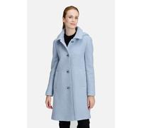 Wolljacke BETTY BARCLAY "Betty Barclay Damen Wollmantel mit abnehmbarer Kapuze", Damen, Gr. 48, blau (blau fog), Obermaterial: 70% Wolle, 30% Polyester. Futter: 100% Acetat., feminin, A-Linie, Jacken