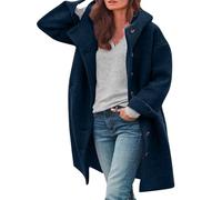 Wollmantel Mit Kapuze Damen - Trenchcoat Damen Lang Winter Wintermantel Elegante Übergangsjacke Einfarbig Freizeitjacke Mit Taschen Locker Winter Warme Winterjacke Freizeitjacke Kapuze-Wollmantel