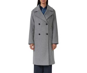 Wollmantel S.OLIVER, Damen, Gr. 46, grau melange, Web, Obermaterial: 70% Polyester, 30% Wolle. Futter: 100% Polyester, unifarben, gerade kniebedeckend, V-Ausschnitt, Mäntel, mit Reverskragen und doppe