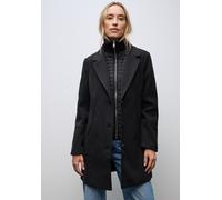 Wollmantel STREET ONE, Damen, Gr. 38, schwarz (obsidian blau), Stoff, Obermaterial: 90% Polyester, 10% Viskose. Futter: 100% Polyester. Inlay: 100% Polyester, unifarben, comfort fit normal, V-Ausschni