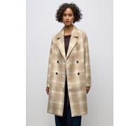 Wollmantel STREET ONE, Damen, Gr. 44, reef sand, Stoff, Obermaterial: 90% Polyester, 10% Wolle; Futter: 100% Polyester, kariert, normal ca. Mitte Oberschenkel, V-Ausschnitt, abgesteppt, Mäntel, mit kn