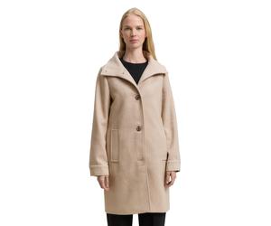 Wollmantel TOM TAILOR, Damen, Gr. S, beige heringbone, Strick, Obermaterial: 85% Wolle, 15% sonstige Fasern. Futter: 100% Polyester, Fischgratmuster, regular fit ca. Mitte Oberschenkel, Rundhals, Bünd