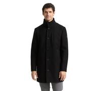 Wollmantel TOM TAILOR, Herren, Gr. S, schwarz, Web, Obermaterial: 73% Polyester, 22% Wolle, 2% Polyacryl, 2% Polyamid, 1% Viskose. Futter: 100% Polyester, unifarben, modisch, regular fit ca. Mitte Obe