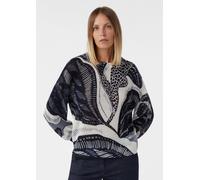 Wollmixpullover im Relaxed Fit mit All-over-Artwork blau 42