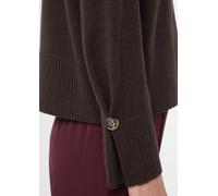 Comma Strickpullover Wollmix mit Falten- und Knopfdetail am Ärmel Braun Gr. 42