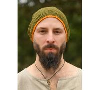 Wollmütze, gehäkelt, grün-gelb