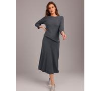 Wollpullover CREATION L PREMIUM "Kaschmir-Woll-Pullover", Damen, Gr. 40, grau (anthrazit), 90% Wolle, 10% Kaschmir, unifarben, Pullover (99488361-40) anthrazit