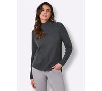 Wollpullover CREATION L PREMIUM "Kaschmir-Woll-Pullover", Damen, Gr. 50, grau (anthrazit), 90% Wolle, 10% Kaschmir, unifarben, Pullover (39970523-50) anthrazit