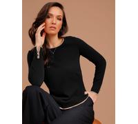 Wollpullover CREATION L PREMIUM "Merino-Pullover", Damen, Gr. 48, schwarz (schwarz, camel), 100% Wolle, gemustert, unifarben, Pullover (91548864-48) schwarz, camel