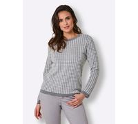 Wollpullover CREATION L PREMIUM "Merino-Pullover", Damen, Gr. 50, grau (steingrau, champagner, gemustert), 100% Wolle, Hahnentrittmuster, gemustert, mehrfarbig, Pullover (30332728-50) steingrau, champ