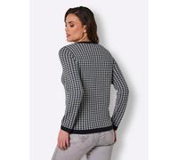 Wollpullover CREATION L PREMIUM "Merino-Pullover", Damen, Gr. 50, schwarz-weiß (marine, champagner, gemustert), 100% Wolle, Hahnentrittmuster, gemustert, mehrfarbig, Pullover (89455839-50) marine, cha