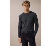 Wollpullover FYNCH-HATTON, Herren, Gr. 3XL, grau (schwarz), Strick, Obermaterial: 100% Wolle, bestickt, unifarben, regular fit hüftbedeckend, Rundhals, Pullover, mit Wolle (67874137-XXXL) schwarz