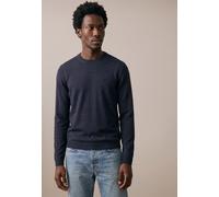 Wollpullover FYNCH-HATTON, Herren, Gr. S, blau (navy), Strick, Obermaterial: 100% Wolle, bestickt, unifarben, regular fit hüftbedeckend, Rundhals, Pullover, mit Wolle (54231734-S) navy