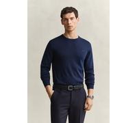 Wollpullover GANT "EXTRAFINE MERINO WOOL C-NECK", Herren, Gr. L, marine, Strick, Obermaterial: 100% Wolle, regular fit normal, Rundhals, Rippbündchen, Pullover (63280906-L) marine