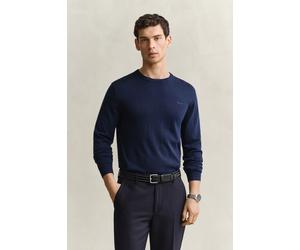Wollpullover GANT "EXTRAFINE MERINO WOOL C-NECK", Herren, Gr. XL, marine, Strick, Obermaterial: 100% Wolle, regular fit normal, Rundhals, Rippbündchen, Pullover (63280906-XL) marine
