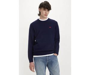 Wollpullover LEVI'S "ORIGINAL HM SWEATER", Herren, Gr. XL, blau (dunkelblau), Strick, Obermaterial: 80% Wolle, 20% Polyamid, unifarben, regular fit normal, Rundhals, Pullover, klassische Rundhalsform