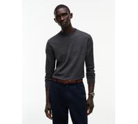 Wollpullover TOMMY HILFIGER "NY MERINO CREWNECK SWEATER", Herren, Gr. M, dunkelgrau heather, Obermaterial: 100% Wolle, Rundhals, Pullover (49839045-M) dunkelgrau heather