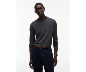 Wollpullover TOMMY HILFIGER "NY MERINO CREWNECK SWEATER", Herren, Gr. M, dunkelgrau heather, Obermaterial: 100% Wolle, Rundhals, Pullover (49839045-M) dunkelgrau heather