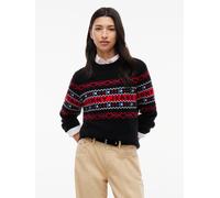 Wollpullover TOMMY JEANS "TJW SWEATER", Damen, Gr. XS (34), schwarz, Strick, Obermaterial: 100% Wolle, gemustert, normal, Rundhals, Bündchen, Pullover, Wolle (69111931-XS) schwarz