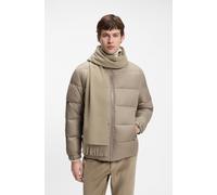 Wollschal BOSS "Naster 35*180", Herren, beige (open braun 248), Strick, Wolle, unifarben, Modetücher, mit gedrehten Fransen, aus Wolle, Lederlabel, Premium Quality (47361656-0) open braun 248