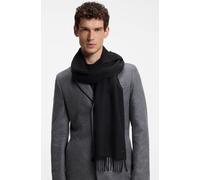 Wollschal BOSS "Naster 35*180", Herren, schwarz (schwarz 001), Strick, Wolle, unifarben, Modetücher, mit gedrehten Fransen, aus Wolle, Lederlabel, Premium Quality (97540625-0) schwarz 001