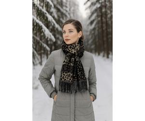 Wollschal "Leo", Damen, braun, Polyacryl, COLLEZIONE ALESSANDRO, unifarben, Basic, Modetücher, Mit Leoparden-Muster, Made in Italy (47470843-0) braun