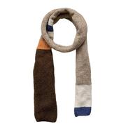 Wollschal mit Quasten, gestrickt Schmaler Strickschal aus Wolle for Damen, gestreift, mehrfarbig, 165 x 13 cm(Coffee Brown)