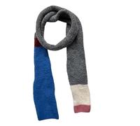 Wollschal mit Quasten, gestrickt Schmaler Strickschal aus Wolle for Damen, gestreift, mehrfarbig, 165 x 13 cm(Gray Blue)