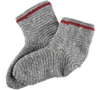 Wollsocken, gehäkelt, grau-weinrot