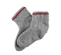 Wollsocken, gehäkelt, grau-weinrot 38-40