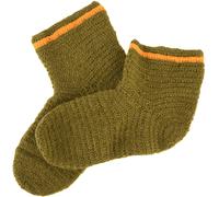 Wollsocken, gehäkelt, grün-gelb