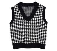 Wollweste Damen, Lang Gestreift V Ausschnitt Damenpulli Strickpullunder Kurz Warm Ärmellos Sweater Vest Strickweste Pullunder Winter Baumwolle Pullover Pullover Vest