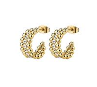 Woman golden circle earrings Brosway Perfect spheres with crystals BPC25