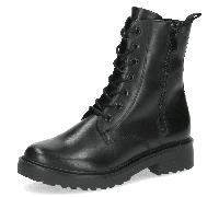 CAPRICE Damen Stiefeletten zum Schnüren aus Leder mit Reißverschluss, Schwarz (Black Nappa), 38 EU