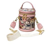 Women Bucket Purses - PU Leather Shoulder Bag, Retro Bear Small Handbag