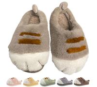 Women Cat Paw Slippers, Cute & Cosy Cat Feet Slippers, Winter Warm Plush Slippers 3D Cat Paw House Fur Slides Fluffy Shoes for Indoor Outdoor (Caramel,EU 36-37 / US 6-6.5)