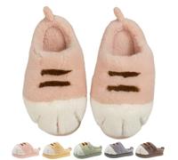 Women Cat Paw Slippers, Cute & Cosy Cat Feet Slippers, Winter Warm Plush Slippers 3D Cat Paw House Fur Slides Fluffy Shoes for Indoor Outdoor (Pink,EU 38-39 / US 8-9)