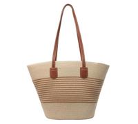 Women Fashion Tote Bag with Zipper Stripe Woven Daily Bag Large Capacity | Straw Handbag Casual Tote Large Capacity Built In Pockets Zipper Closure Woven Striped Design for Shopping Work Beach Day