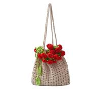 Women Flower Crochet Shoulder Bag Flower Pattern Stylish Knitted Handbag | Elegant knitted handbag with large capacity, flower crochet shoulder bag, trendy hollow tote for shopping, dating, work
