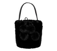 Women Furry Bucket Bag with Pom Poms Fuzzy Shoulder Bag Drawstring Faux | Women Plush Crossbody Bag Pom Poms Furry Bucket Bag Drawstring Faux Fur Satchel Bag Versatile Casual Dating Bag