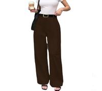 Women High Waist Pleated Wide Leg Pants Solid | High waist design, pleated front, wide leg cut, solid color, slimming silhouette