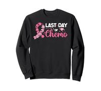 Women It's My Last Day of Chemo Pink Ribbon Distressed Sweatshirt