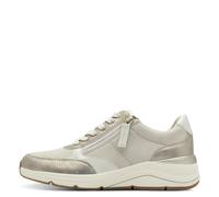 Jana Damen Sneaker flach mit Reißverschluss Vegan, Mehrfarbig (Beige/Gold), 37 EU