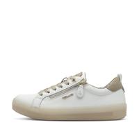 Tamaris Comfort Damen Sneaker flach mit Reißverschluss Freizeit, Mehrfarbig (White/Beige), 40 EU