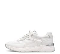 Plateausneaker TAMARIS, Damen, Gr. 39, weiß, Leder, Textil, Lederimitat, unifarben, sportlich, Schuhe, Freizeitschuh, Halbschuh, Schnürschuh mit gepolstertem Schaftrand (65392305-39) weiß
