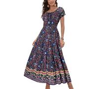 Women’s Sleeveless Summer Flowy Printed Boho Maxi Long Dress Dresses for Wedding Guest