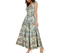 Women’s Sleeveless Summer Flowy Printed Boho Maxi Long Dress Dresses for Wedding Guest