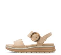 MARCO TOZZI Damen Sandalen flach mit Klettverschluss Sommer, Braun (Biscuit), 41 EU