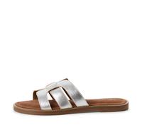 MARCO TOZZI Damen Pantoletten aus Leder Bequem, Silber (Silver), 38 EU